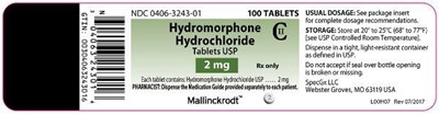 hydromorphone-hydrochloride-tablets-2.jpg PRINCIPAL DISPLAY PANEL - 2 mg Tablet Bottle Label - hydromorphone hydrochloride tablets 2