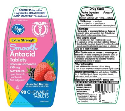 Kroger Extra Strength Smooth Antacid 90 Chewable Tablets (103af72pvlflb)