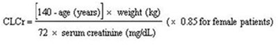 Cockcroft And Gault Equation (Pregabalin Equation 1)