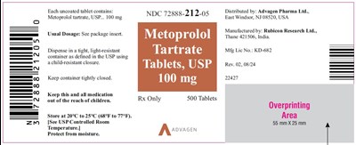 "image Description" (Metoprolol Tartrate Tabs 100mg 500 Tablets Bottle Label)