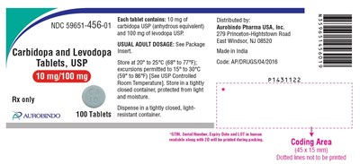 carbilevo-fig1.jpg PACKAGE LABEL-PRINCIPAL DISPLAY PANEL - 10 mg/100 mg (100 Tablets Bottle) - carbilevo fig1