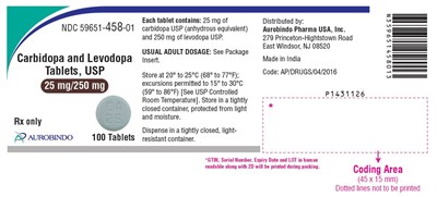 carbilevo-fig3.jpg PACKAGE LABEL-PRINCIPAL DISPLAY PANEL - 25 mg/250 mg (100 Tablets Bottle) - carbilevo fig3