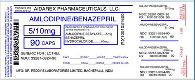 IMAGE LABEL - amlodipine 5 mg benazepril 10 mg for dr reddy 3