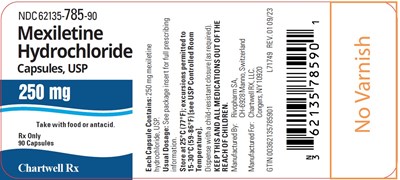 Image Description (Mexiletine HCl 250mg 90s Label)