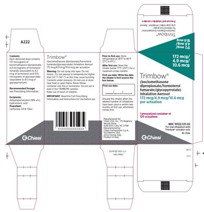 Trimbow®(beclomethasone Dipropionate/formoterol Fumarate/glycopyrrolate) 172 Mcg/4.9 Mcg/10.6 Mcgper Actuation1 Pressurized Container Of120 Actuationsndc 10122-121-02rx Only (Trimbow 0f)