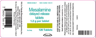 mesalamine-02.jpg PRINCIPAL DISPLAY PANEL - 1.2 g Tablet Bottle Label - mesalamine 02