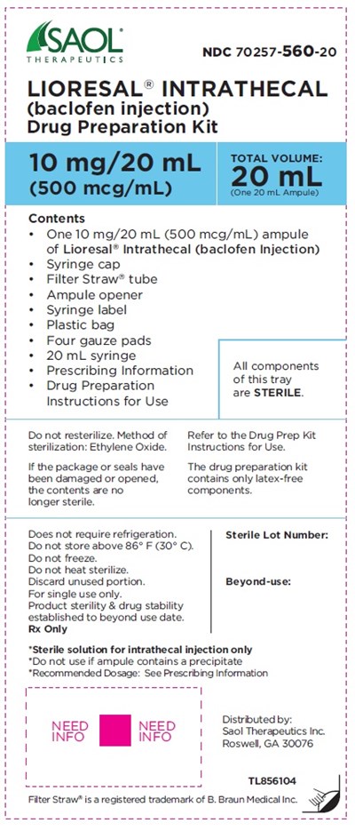 lioresal-16a.jpg PRINCIPAL DISPLAY PANEL - 10 mg/20 mL Ampule Label - lioresal 16a