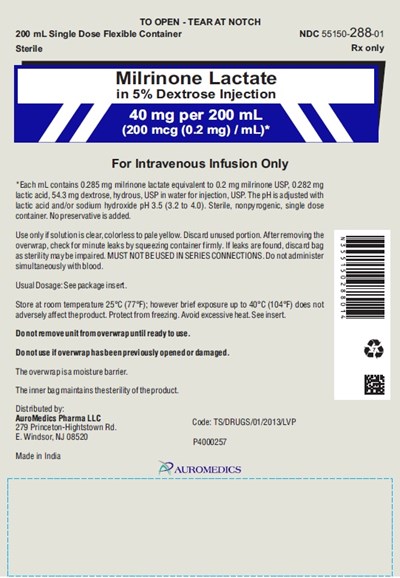 milrinone-fig5.jpg PACKAGE LABEL-PRINCIPAL DISPLAY PANEL - 40 mg per 200 mL (200 mcg (0.2 mg) / mL) - Pouch (Overwrap) Label - milrinone fig5