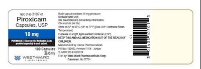 NDC 0143-3107-01 Piroxicam Capsules, USP 10 mg 100 Capsules Rx Only - piroxicam capsules 2