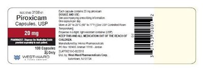 NDC 0143-3108-01 Piroxicam Capsules, USP 20 mg 100 Capsules Rx Only - piroxicam capsules 3