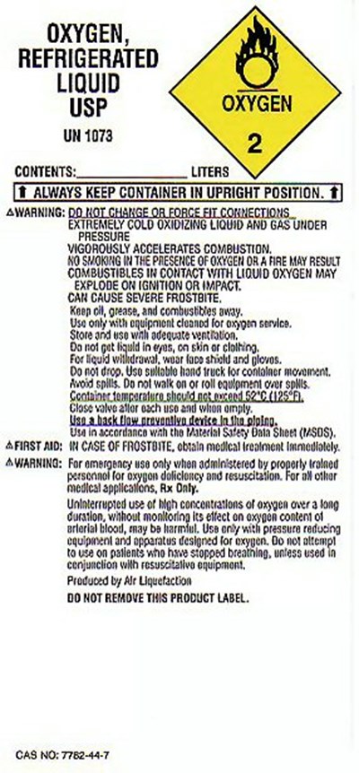 Liquid Label (Island Resp Liq O2)