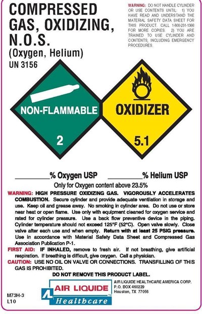 Oxygenhelium Label (M73h 3 Heo2)