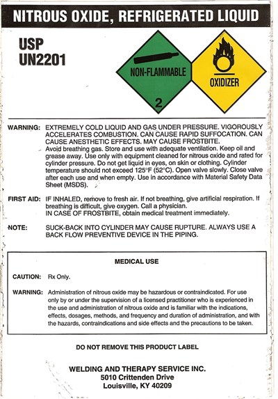 Immage Of Nitrous Oxide Liquid Label (Nitrousoxideliquid)