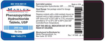 phenazopyridine-hydrochloride-tablets-03.jpg PRINCIPAL DISPLAY PANELNDC 10135-0621-01PhenazopyridineHydrochlorideTablets, USP200 mgRx Only100 TABLETS - phenazopyridine hydrochloride tablets 03
