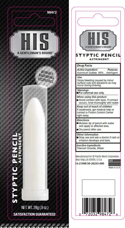 his-styptic-01.jpg Principal Display Panel - 28 g Pencil Blister Pack - his styptic 01