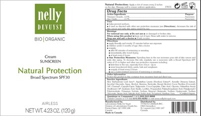 NellyDevuystOrganicSunscreenNPBroadSpectrumSPF30Label.jpg NELLY DEVUYST ORGANIC CREAM SUNSCREEN NATURAL PROTECTION BROAD SPECTRUM SPF30 - NellyDevuystOrganicSunscreenNPBroadSpectrumSPF30Label