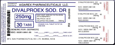 Image Label (Divalproex Sod  Dr 250mg Tab For Sun 6)