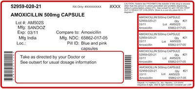 amoxicillin-fig2.jpg PACKAGE LABEL-PRINCIPAL DISPLAY PANEL - 500 mg (20 Capsule Bottle) - amoxicillin fig2