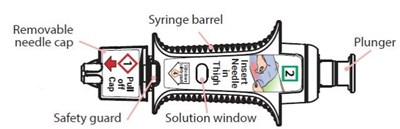 zimhi-0b.jpg Hold ZIMHI by finger grips only and slowly insert the needle into the thigh. - zimhi 0b