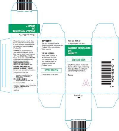 varivax-01.jpg PRINCIPAL DISPLAY PANEL - 1 Single Dose 0.5 mL Vial Carton - varivax 01
