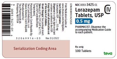 Label, 0.5 mg, 100 Tablets (Lorazepam Tablets A072926 A072927 A072928 2)
