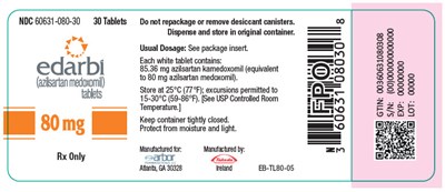 edarbi-05.jpg PRINCIPAL DISPLAY PANEL - 80 mg Tablet Bottle Label - edarbi 05
