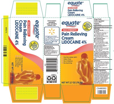Equate Pain Relieving Cream Lidocaine 4% (Image 01)