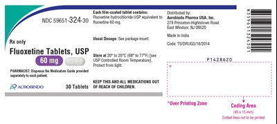 fluoxetine-fig1.jpg PACKAGE LABEL-PRINCIPAL DISPLAY PANEL - 60 mg (30 Tablets Bottle) - fluoxetine fig1