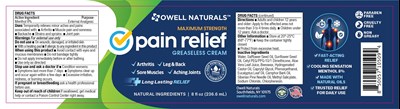 Product Label 8oz (On10509 On Npainreliefcream 8x2 8oz)
