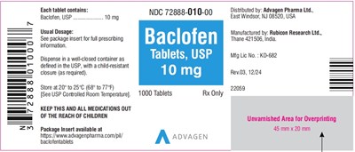 Ndc 72888-010-00 (Baclofen Tablets, USP 10 mg)