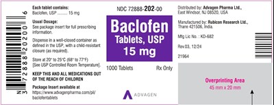 Ndc 72888-202-00 (Baclofen Tablets, USP 15 mg)