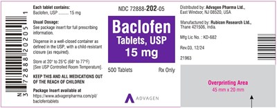 Ndc 72888-202-05 (Baclofen Tablets, USP 15 mg)