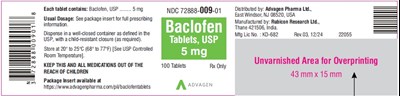 Ndc 72888-009-01 (Baclofen Tablets, USP 5 mg)