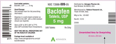 Ndc 72888-009-01 (Baclofen Tablets, USP 5 mg)
