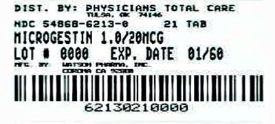 6213.jpg image of microgestin 1/20 label - 6213