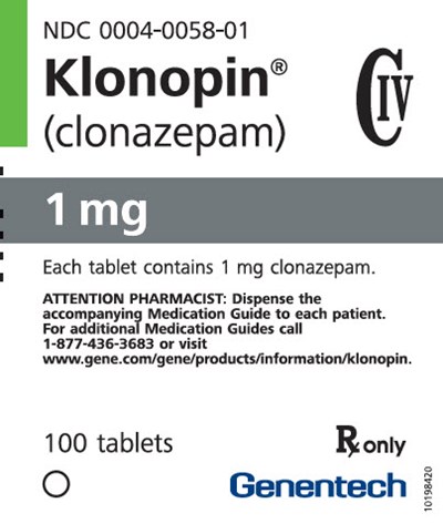 PRINCIPAL DISPLAY PANEL - 1 mg Tablet Bottle Label - klonopin 06