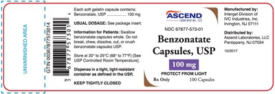 Bottle Label - 100mg - 100 capsules - benzonatate act 100mg 100cc