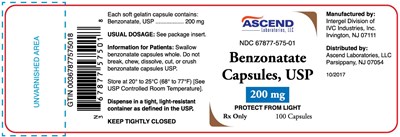 benzonatate-act-200mg-100cc.jpg Bottle Label - 200mg - 100 capsules - benzonatate act 200mg 100cc