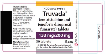 truvada-05.jpg PRINCIPAL DISPLAY PANEL - 133 mg/200 mg Tablet Bottle Label - truvada 05