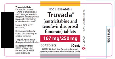 truvada-06.jpg PRINCIPAL DISPLAY PANEL - 167 mg/250 mg Tablet Bottle Label - truvada 06