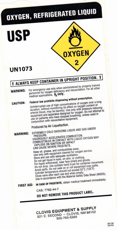 Clovis Oxygen Liq (Clovis Lq O2)
