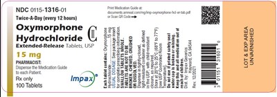 PRINCIPAL DISPLAY PANEL - 15 mg Tablet Bottle Label - oxymorphone hydrochloride extended release tablets 7