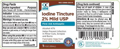 L121391066-QC-Iodine-Tincture-Mild.jpg Principal Display PanelNDC 0395-1213-16IODINE TINCTURE 2% MILDUSP ALCOHOL 47%16 FL OZ(30mL) - L121391066 QC Iodine Tincture Mild