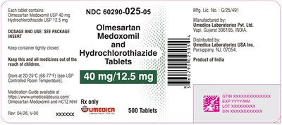 Image Description (Olme Medox Hctz 40mg In 12pt5mg 500s Label)