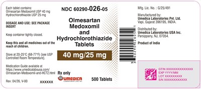 Image Description (Olme Medox Hctz 40mg In 25mg 500s Label)