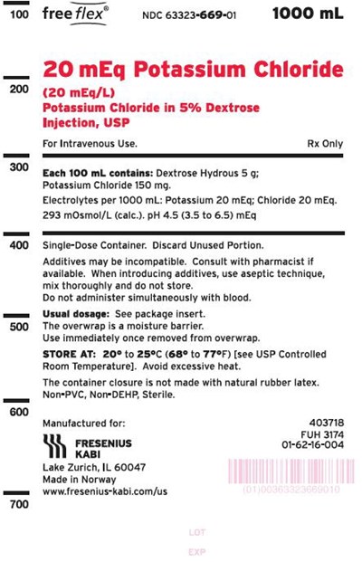 PACKAGE LABEL - PRINCIPAL DISPLAY – Potassium Chloride in 5% Dextrose Injection, USP 20 mEq/L Bag Label - pot0c 0002 05
