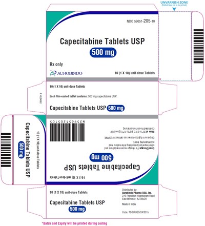 capecitabine-fig10.jpg PACKAGE LABEL-PRINCIPAL DISPLAY PANEL - 500 mg Blister Carton (1 x 10 Unit-dose) - capecitabine fig10