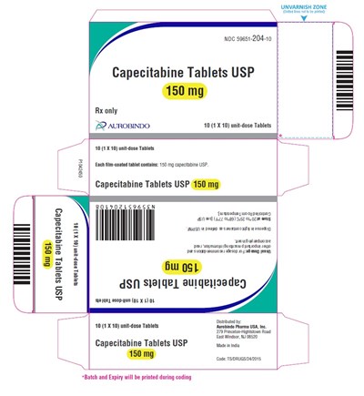 capecitabine-fig8.jpg PACKAGE LABEL-PRINCIPAL DISPLAY PANEL - 150 mg Blister Carton (1 x 10 Unit-dose) - capecitabine fig8