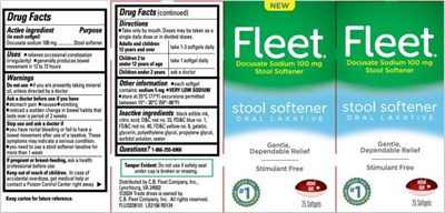 Principal Display Panel Fleetdocusate Sodium 100 mg Stool Softeneroral Laxative25 Softgels (Fleet Oral Lax Docusate Sodium 0132 0402 01)