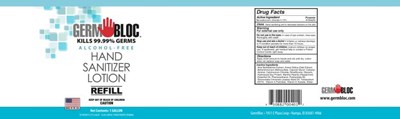 GERM BLOC®KILLS 99.99% GERMSALCOHOL-FREE HAND SANITIZER LOTIONNet Contents: 1 GALLON - germ bloc hand sanitizer lotion 02